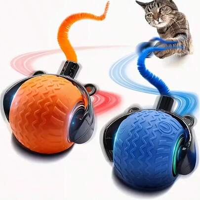 Automatic Electric Cat Toy, Smart Gravity Rolling Ball Interactive Pet Toy, Intelligent Obstacle Avoidance Chasing Ball Cat Training Toy, Rechargeable, Random Color