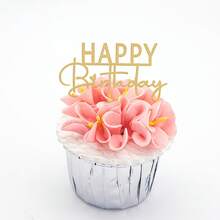 5 piezas de decoración de postre dulce de tamaño mini de acrílico con mensaje de "Feliz Cumpleaños" para decorar cupcakes para el Día de la Madre y el Día del Padre - Ver 9