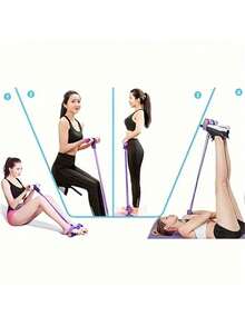 Multi-Functional Stretcher, 6-Tube Elastic Yoga Foot Pedal Stretcher Resistance Band, Fitness Resistance Band - Suitable For Abdominal/Waist/Arm/Leg Stretching And Shaping Exercises, Durable And Portable, Suitable For All Fitness Levels, Core Training, Compact Design, Sturdy Handle, Strength Training, Suitable For Home/Outdoor/Gym And Other Workout Locations - Multicolor - View 5