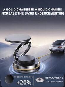 360°纳米凝胶磁性车载手机支架，超强吸力，兼容MagSafe，可折叠伸缩，适用于汽车/仪表盘/健身房/后视镜，包含磁性底板x1和六角扳手x1 - A - 查看 5