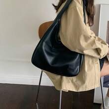 Leather Tote Bag, Vegan Leather Shoulder Hand Bag ,Purse Tote Bags, Large Soft Shoulder Bag,Christmas Gifts, Valentine's Day And New Year Gifts - 黑色 - 查看 6