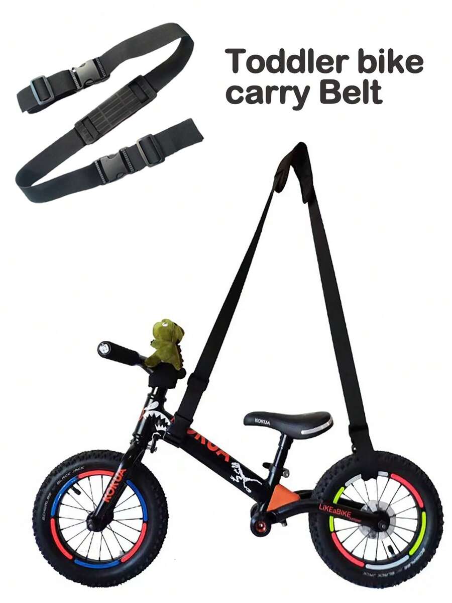 1pc Children Balance Bike/Scooter Shoulder Strap, Hands-Free Carrier Strap For Baby Stroller, Portable One Shoulder Accessory - Black - View 1