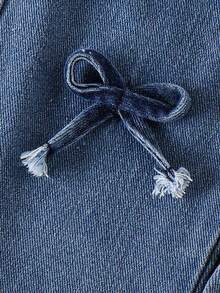 2pcs Baby Girl Casual Fashionable Butterfly Print Short Sleeve T-Shirt Top And 3D Bow Denim Long Pants Set - Pink - View 9