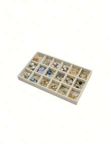 4pcs/Set Jewelry Tray, Stackable Jewelry Display Tray, Velvet Jewelry Tray, Grid Jewelry Tray, Jewelry Box, Jewelry Organizer, Suitable For Earrings, Necklaces, Bracelets, Rings, Multi-Size - Beige - View 8