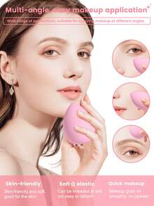 18件套化妆工具套装，包括：9支化妆刷套装+1个多功能防水拉链化妆包+2个化妆海绵+2个迷你化妆海绵+2个圆形粉扑+1个眼部化妆辅助工具+1个洗鼻刷 - 粉色 - 查看 6