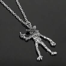 1pc New Best-Selling Demogorgon Man Eating Flower Necklace, Dark Style Demodog Monster Shaped Alloy Pendant, American TV Series, Film And Television Peripheral Retro Metal Necklace, Drama Fan Collection, Personalized Dark Jewelry Gift, Birthday Gift, New Year's Gift - Multicolor - View 5