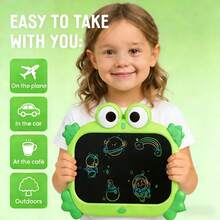 Tableta de dibujo LCD de 10 pulgadas, crea pequeños artistas, pizarra de dibujo LCD para niños - Diseño de cangrejo/rana lindos, para niños, con bolígrafo táctil, pizarra de dibujo mágica, regalo de cumpleaños/Navidad, regalo de regreso a la escuela, borrado con un solo clic, juguete de viaje para niños - Tablero de dibujo multicolor - Ver 3