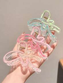 4件套女士渐变多巴胺色蝴蝶发夹，时尚发饰，百搭优雅简约，渐变发夹适合日常、休闲、派对、海滩、度假、发型设计、洗发、化妆、服装配饰，秋冬春夏皆宜，夏季海滩发夹 - 彩色 - 查看 3