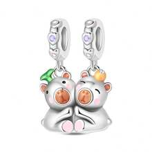 A Silver Plated Couple Series - Detachable Magnetic Cat Capybara Pendant Suitable For 3mm Bracelet Bracelet DIY Pendant, Ladies' Fashion Jewelry Holiday Birthday Gift - Multicolor - View 14