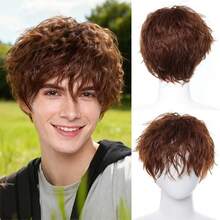 Men's Adult Kinky Curly Wig, High Temperature Fiber, 150% Density, With Buckle Net Cap, For Party And Daily Wear, Wig Cap - Multicolor - View 12