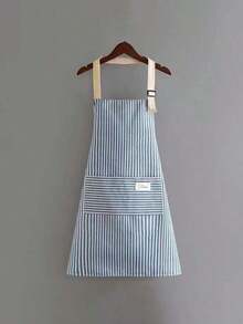 1pc Linen Waterproof Apron, Blue Gray Brown White Striped Apron, Adult Kitchen Apron, Breathable Fashion Waterproof Apron, Kitchen Supplies - View 12