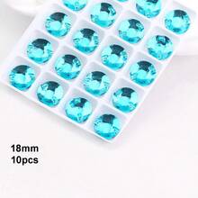 18mm, 10pcs/Pack, Flat Double-Hole Exquisite Glass Rhinestones, Round Shape, For Sewing Wedding Dresses, Handbags, Shoes Decoration, Jewelry Making Accessories - 18mm 10pcs - View 18