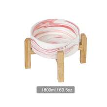 加高/加厚陶瓷狗碗，竹制支架，大理石纹防滑加重单碗宠物碗，适用于小型和中型猫咪，减少颈部压力。 - 大理石碗 - 查看 30