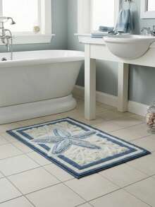 1 tấm thảm chống trượt hình sao biển 3D, làm từ len mềm mại, êm ái và thời trang, thích hợp cho lối vào, phòng tắm, nhà bếp. - A - Xem 4