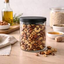 Clear Glass Cylinder Storage Jar With Black Lid 700ml - View 4