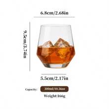 2pcs Unique Hexagon Shaped Glass Cup, Suitable For Water, Juice, Beverage, Milk, Whiskey, Bourbon, Dishwasher - Transparent - View 13