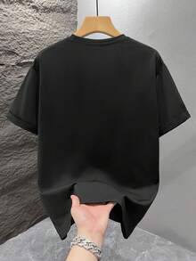 Camiseta de manga corta holgada con estampado de moda para hombres GRDR | Diseño exquisito | Esencial de verano | Fácil de combinar | Muestra tu estilo - Negro - Ver 4