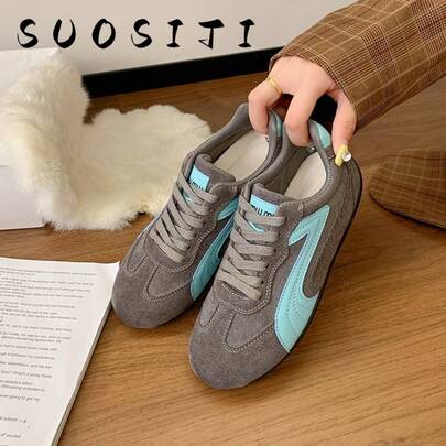 Giày thể thao nữ thoải mái, nhẹ, màu đen, đế bằng, chống trơn trượt, thích hợp cho hoạt động ngoài trời, thể thao thường ngày, học sinh, chạy bộ.