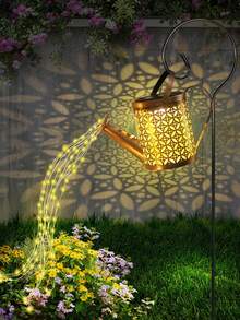 1 pieza Luces de cadena de regadera solar, luces de tetera de metal retro, luces de decoración de jardín exterior, luces solares para senderos, césped, patio y terraza, iluminación empotrada - monedas de cobre - Ver 14