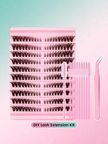 DIY Cluster Lashes 8–16mm Mixed Length – Natural Wispy Individual False Eyelashes, Lightweight & Reusable Lash Extension Kit For Beginners, Includes Tweezers & Lash Brush - View 7