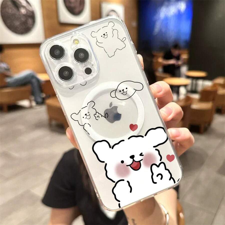 Clear Acrylic Magnetic Phone Case For Couples, Compatible With Multiple Phone Models - Perro Haciendo Selfie2 - View 1