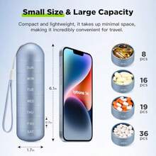 [2 Pack] Ml Travel Pill Organizer Portable Of Weekly Pill Box Large Aluminum Alloy Pill Case   7 Day Daily Medicine Organizer    Supplement - 冰藍色2包 - 查看 2
