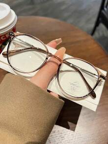 1件装 女士时尚休闲复古学院风圆形铆钉眼镜 - 彩色 - 查看 1