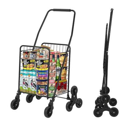 Carrito de Compras Plegable de 100 Libras con Ruedas de Escalada de Escalera, Cesta Grande de 22 galones, Ruedas giratorias de 360°, Carrito Plegable para lavandería, Compras