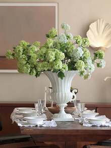 1朵仿真绿色木质绣球花，带叶子，逼真长茎，适合家居装饰、卧室、客厅、桌面、花瓶、房间、办公室、婚礼、户外花园、庭院、派对、礼品、玫瑰 - 彩色 - 查看 4