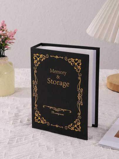 1 pieza Nuevo álbum de fotos de 6 pulgadas y 100 páginas con diseño de cubierta vintage prensado en caliente al azar, adecuado para suministros de aprendizaje estudiantil