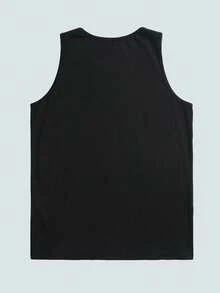 Modcrash 男士春夏上衣，雄心勃勃，标语印花，无袖上衣，春夏款 - 黑色 - 查看 2