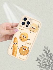 Cute Bread Pattern Phone Case For IPhone 17/16/15/14/13/12/11/7/X, Frosted Finish, Stylish & Playful Design, Shockproof Scratch-Resistant Soft Touch Protective Cover - Cà phê nâu - Xem 5