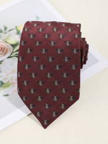 1pc Handmade Bee Pattern Necktie, Suitable For Casual, Street, Party Occasions,Festival,Travel - Multicolor - View 8