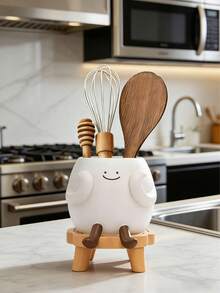 1pc Resin Cartoon Kitchen Utensil Caddy, Whimsical Countertop Storage Container With Cute Character Design. Great For Organizing Chopsticks, Spatulas, And Flatware In Your Kitchen, Dining Area, Or Breakfast Nook. Durable, Easy-To-Clean, And Space-Saving, This Fun Organizer Elevates Your Kitchen Aesthetic While Keeping Essential Tools Within Reach For Everyday Cooking. - Multicolor - View 6