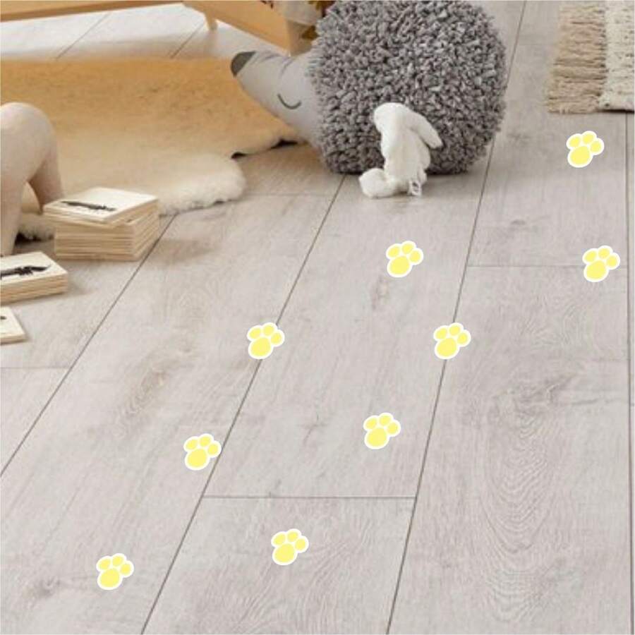 108 Bunny Paw Print Easter Egg Hunt Stickers P #2 - Yellow - View 1