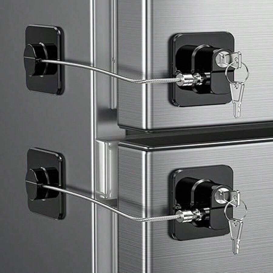 1pc Multi-Purpose Refrigerator Lock With Key, Easy Installation, Suitable For Kitchen Fridge, Cabinet, Drawer, Wardrobe, Window And Refrigerator Lock Set, Home Security Lock - Multicolor - View 1