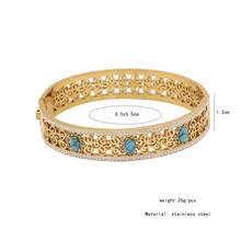 Freegrow 1 件绿松石复古空心手镯，适合女性日常佩戴 - 金色 - 查看 22