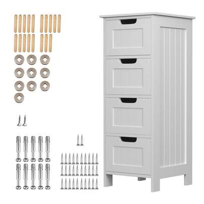 Royalswill Practical Storage Chest Of Drawers, Four-Drawer Storage Cabinet, Drawer Unit, White Drawer Storage Cabinet, Floor-Standing Storage Cabinet, Ultra-Slim Tall Storage Unit, Suitable For Living Rooms, Kitchens And Hallways.
