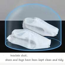 50pcs/Set Non-Woven Fabric Shoe Bags, Minimalist White Drawstring Dust-Proof Travel Shoe Bags - White - View 4