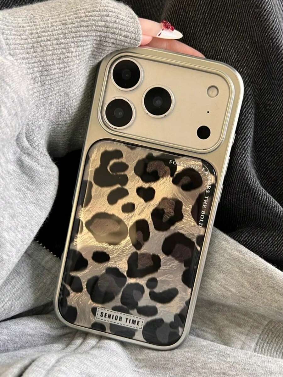 1pc INS Fashion Advenced Black Spot Leopard Print Dropper Glue Phone Case Compatible With Apple IPhone17 IPhone17Promax 16ProMax 16Pro 16 15Promax 15Pro 14 13 12 11 Anti Fall Back Cover - Black - View 1