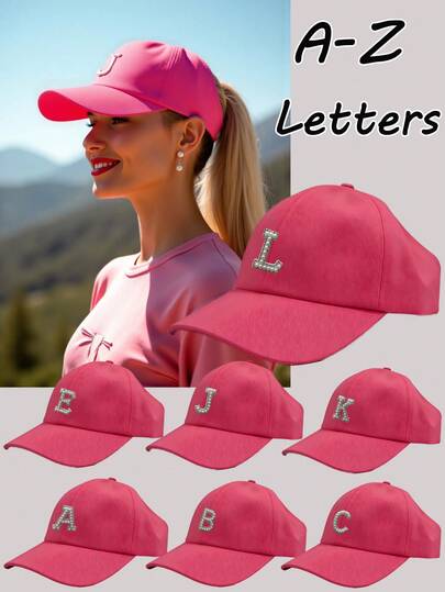 1 Pc A-Z Letters Woman's Ponytail Baseball Cap Stylish Visor Cap New Design Casual Street Versatile Sun Protection Visor Hat Breathable Sweat-Absorbing Outdoor Sports Casual Cap