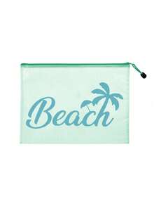 A4 Size Transparent PVC Makeup Bag With "Beach" Pattern, Waterproof Portable Cosmetic Pouch, File Folder, Large Capacity Clear Makeup Case With Nylon Zipper, Bathroom Storage Bag, Jewelry Organizer, Lip Gloss And Cosmetics Holder, Travel Essentials, Dorm Supplies, Ideal For Beach, Diving, Travel, Vacation And Daily Use - Multicolor - View 15