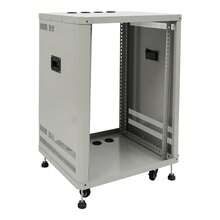 15U Rolling Network & Audio Rack With Top Shelf, Carbon Steel Open Front/Back Studio Cabinet With Casters And Levelling Feet, Ventilated Gray Rack For AV Gear Up To 300lbs - Grey - View 10