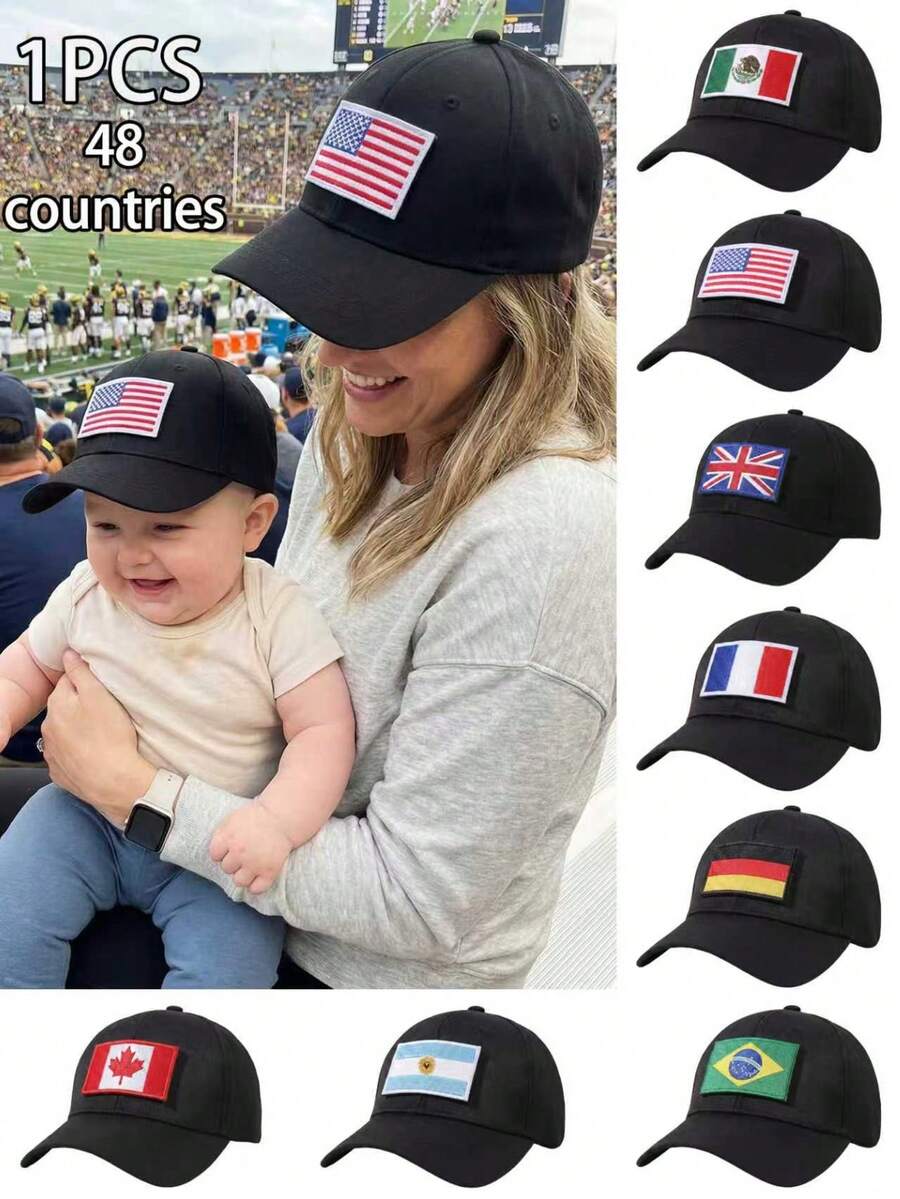 Cute Soccer Fan Baby Hat - Adjustable 2026 World Cup Baseball Cap With Switchable Nation Emblems - Multicolor - View 1