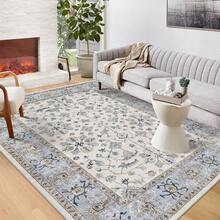Vintage  Runner Rug Floral Pattern Rug Washable Area Rug Soft Area Rug For Bedroom Stain Resistant Rugs With Non Slip Backing Low Pile Rug For Kitchen Bathroom - Beis - Ver 3