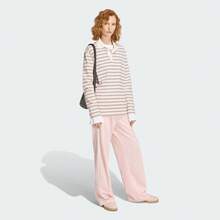 Adidas Originals Women's Striped Long Sleeve Polo Shirt - Pink - View 6