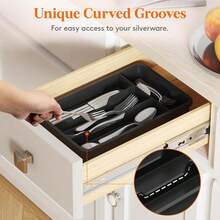 Lifewit Silverware Drawer Organizer Tray, Plastic Cutlery Storage For Kitchen, Flatware And Utensil Holder Divider For Spoons Forks Knives Tableware, 7.8 X 12.4", 4 Slots, Black - Màu A - Xem 5