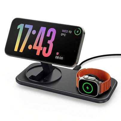 15W 2-In-1 Foldable Magnetic Wireless Charger, Compatible With IPhone 17 16 15 14 13 12 Pro/Max/Plus, 10 9 SE 8 7 6 5 4 3 2, Fast Charging Dock