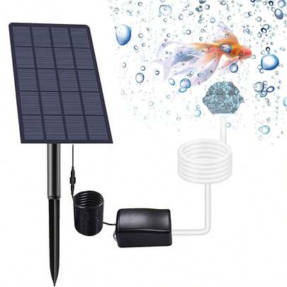 2W Solar Powered Pond Oxygenator, Plug-In Solar Powered Air Pump Aquarium Oxygenator With Air Stone, Suitable For Garden Fish Pond, Outdoor Pool