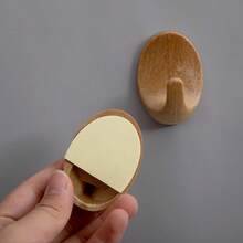 1pc Plastic Wood-Grain Adhesive Hook, No Drilling Required, Waterproof & Oil-Resistant, Suitable For Kitchen, Bathroom, Small Tool - Brown - View 7